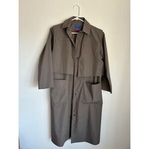 VTG Barney's 1980s CAROL COHEN Drizzle Pet. Sz 10 Gray Rain Trench Coat W/lining